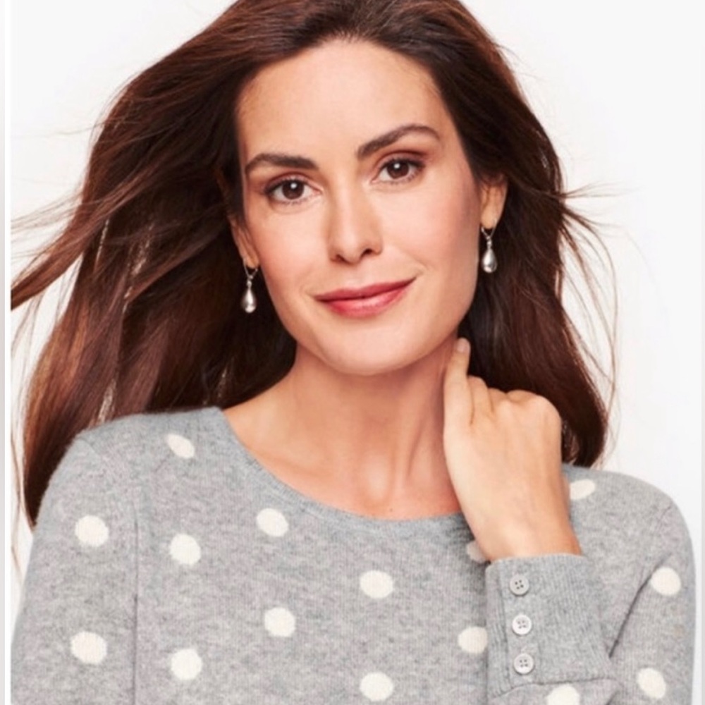 Talbots Large Grey Polka Dot Cashmere Sweater